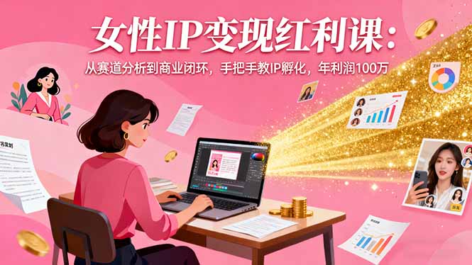 女性IP变现红利课：从赛道分析到商业闭环，手把手教IP孵化，年利润100万-米创网