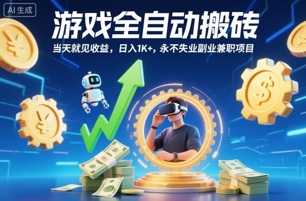 游戏全自动搬砖，当天就见收益，日入1K+，永不失业副业兼职项目【揭秘】-米创网