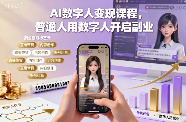 AI数字人变现课程，普通人用数字人开启副业-米创网