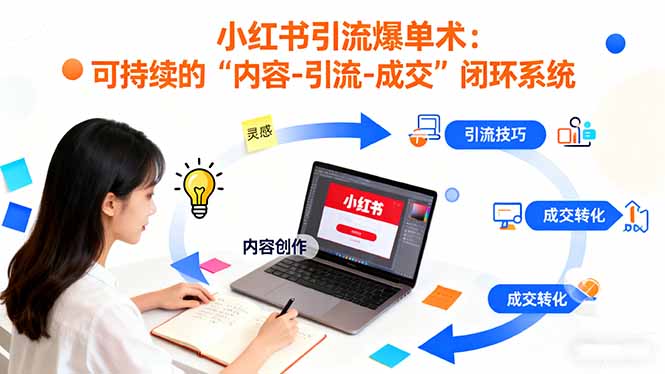 小红书引流爆单术：构建一套低成本 可持续的“内容-引流-成交”闭环系统-米创网