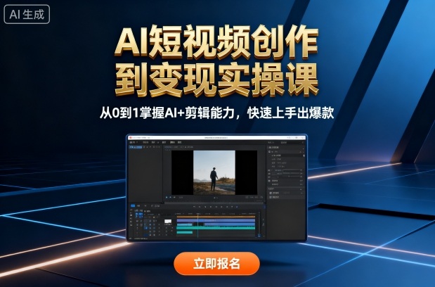 AI短视频创作到变现实操课，从0到1掌握AI+剪辑能力，快速上手出爆款(更新10月)-米创网