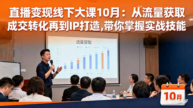 直播变现线下大课10月：从流量获取到成交转化再到IP打造,带你掌握实战技能-米创网