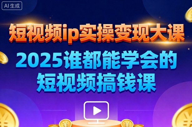 短视频ip实操变现大课，7月26-27日广州站线下课，2025谁都能学会的短视频搞钱课-米创网