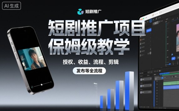 短剧推广项目保姆级教学，授权、收益、流程、剪辑，发布等全流程-米创网