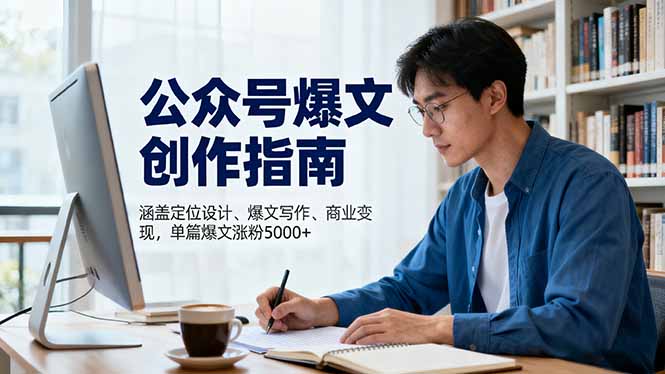 公众号爆文创作指南，涵盖定位设计+爆文写作+商业变现，单篇爆文涨粉5000+-米创网