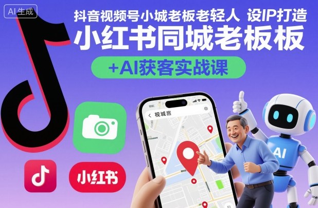 抖音视频号小红书同城老板轻人设IP打造+AI获客实战课，人设打造-算法拆解-拍摄剪辑-内容运营-AI创作-米创网