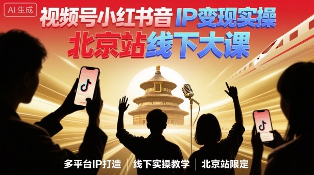 视频号小红书抖音IP变现实操北京站线下大课，40+行业短视频高变现姿势，100+IP高变现实操技术-米创网