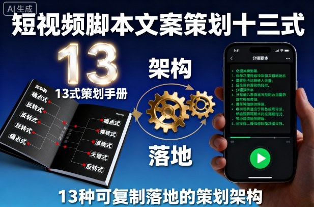 短视频脚本文案策划十三式，13种可复制落地的策划架构-米创网