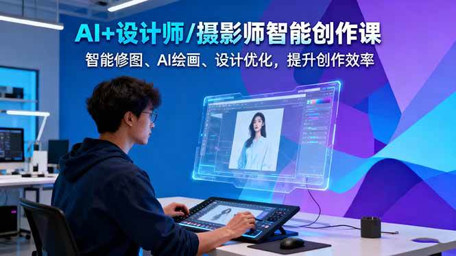 AI+设计师/摄影师智能创作课：智能修图、AI绘画、设计优化，提升创作效率-米创网