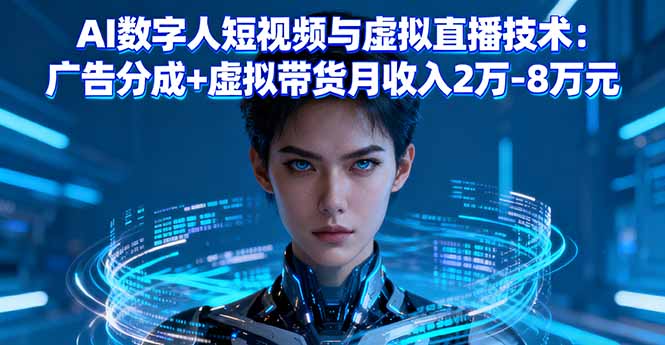 AI数字人短视频与虚拟直播技术：广告分成+虚拟带货月收入2万-8万元-米创网