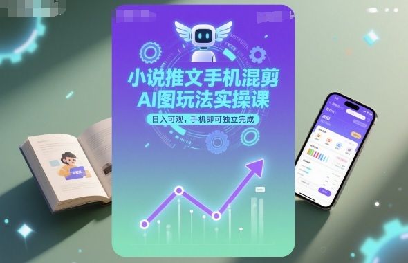 小说推文手机混剪AI图玩法实操课，日入可观，手机即可独立完成-米创网