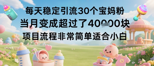 每天稳定引流30个宝妈粉当月变成超过了1W+项目流程非常简单适合小白-米创网