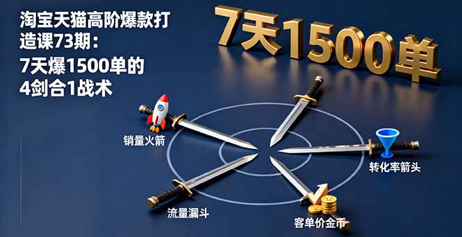 淘宝天猫高阶爆款打造课73期：7天爆1500单的4剑合1战术-米创网