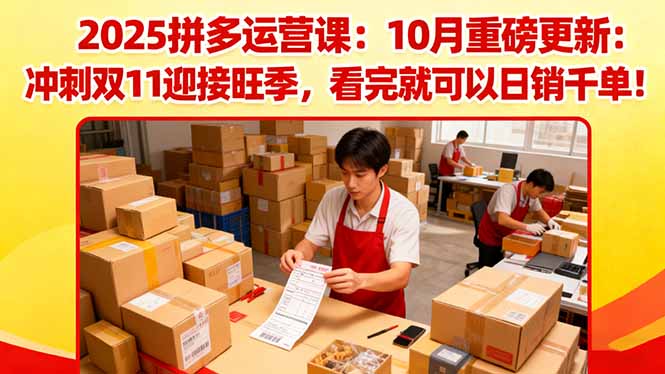 2025拼多多运营课：10月重磅更新：冲刺双11迎接旺季，看完就可以日销千单-米创网