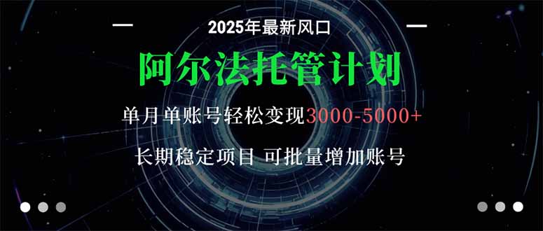 阿尔法托管计划 单账号月入3000-5000，长期稳定项目，新手小白轻松上手。-米创网