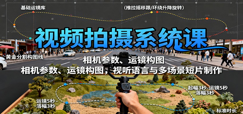 视频拍摄系统课：相机参数、运镜构图，视听语言与多场景短片制作-米创网