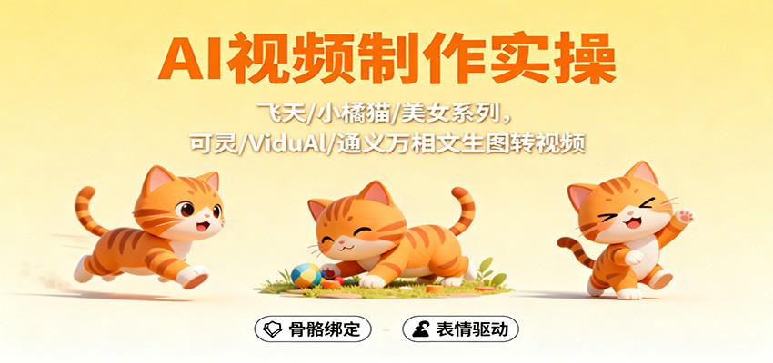 AI视频制作实操，飞天/小橘猫/美女系列，可灵/ViduAl/通义万相文生图转视频-米创网