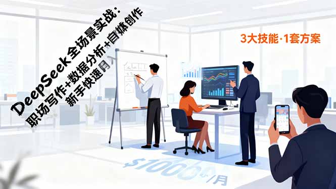 DeepSeek全场景实战：职场写作+数据分析+自媒体创作，新手快速月入过万-米创网