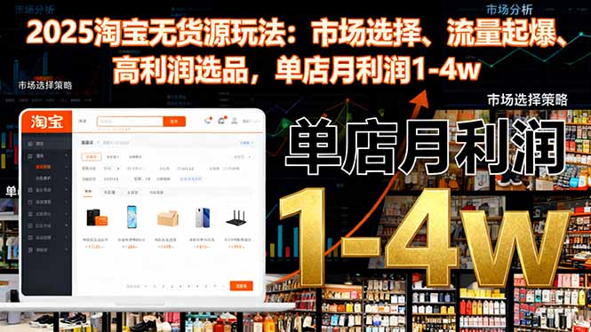 2025淘宝无货源玩法：市场选择、流量起爆、高利润选品，单店月利润1-4w-米创网