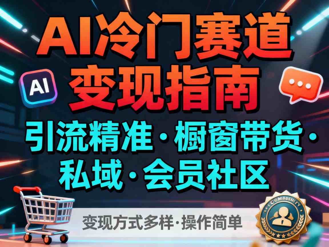 AI冷门赛道，引流精准，橱窗带货+私域+会员社区，变现方式多样，操作简单-米创网
