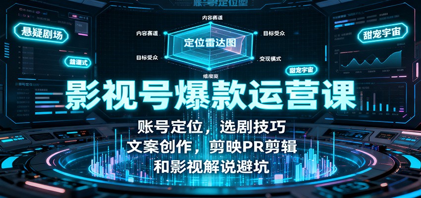 影视号爆款运营课：账号定位，选剧技巧，文案创作，剪映PR剪辑和影视解说避坑-米创网