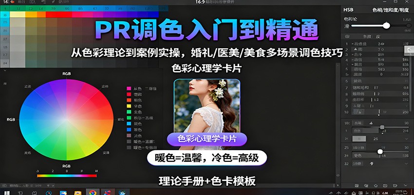 PR调色入门到精通：从色彩理论到案例实操，婚礼/医美/美食多场景调色技巧-米创网