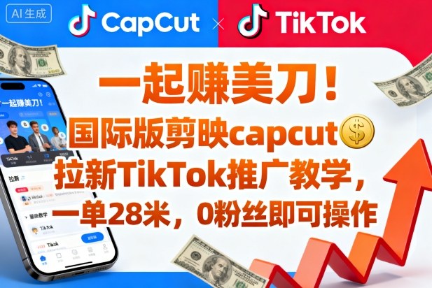 一起賺美刀！国际版剪映capcut拉新TikTok推广教学，一单28米，0粉丝即可操作(附推广入口和教学)-米创网