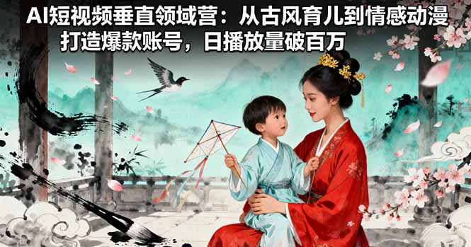 AI短视频垂直领域营：从古风育儿到情感动漫，打造爆款账号,日播放量破百万-米创网