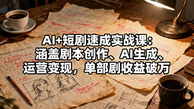 AI+短剧速成实战课：涵盖剧本创作、AI生成、运营变现，单部剧收益破万-米创网