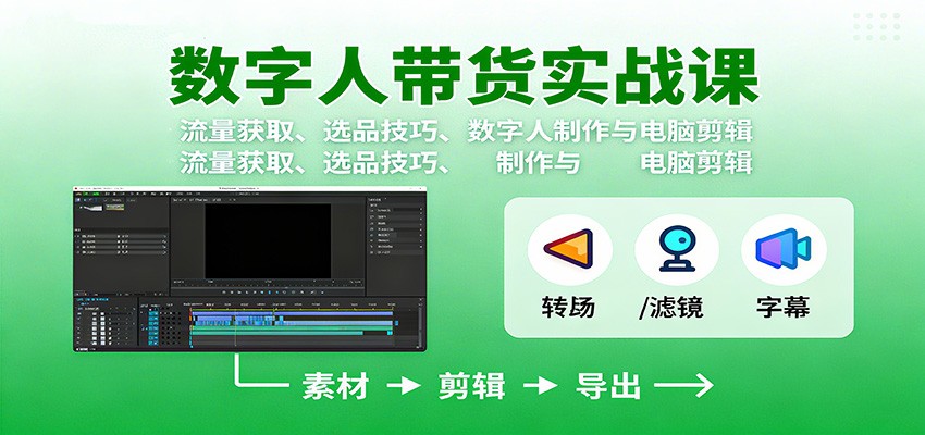数字人变现实战课：流量获取、选品技巧、数字人制作与电脑剪辑-米创网