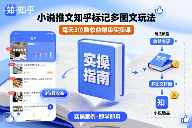 小说推文知乎标记多图文玩法，每天3位数收益爆单实操课-米创网