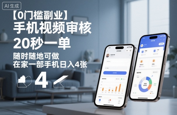 【0门槛副业】手机视频审核，20秒一单，随时随地可做，在家一部手机日入4张【揭秘】-米创网