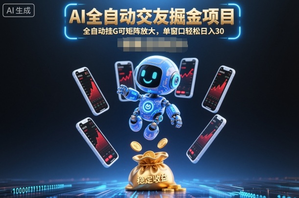 AI全自动交友掘金项目，全自动挂G可矩阵放大，单窗口轻松日入30+【揭秘】-米创网