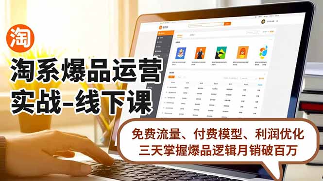 淘系爆品运营实战-线下课，免费流量、付费模型、利润优化，三天掌握爆品逻辑月销破百万-米创网