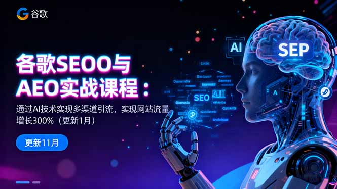 谷歌SEO与AEO实战课程：通过AI技术实现多渠道引流，实现网站流量增长300%-米创网