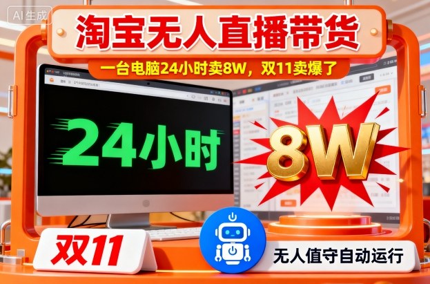 淘宝无人直播带货，一台电脑214小时卖8W，双11卖爆了【揭秘】-米创网