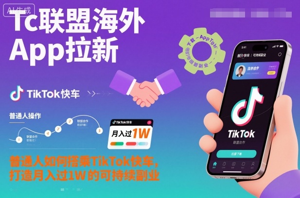 Tc联盟海外App拉新：普通人如何搭乘TikTok快车，打造月入过1W的可持续副业-米创网