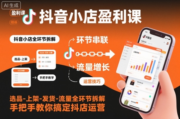 抖音小店盈利课-选品-上架-发货-流量全环节拆解，手把手教你搞定抖店运营-米创网