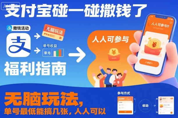 支付宝碰一碰撒钱了，无脑玩法，单号最低能搞几张，人人可以撸【揭秘】-米创网