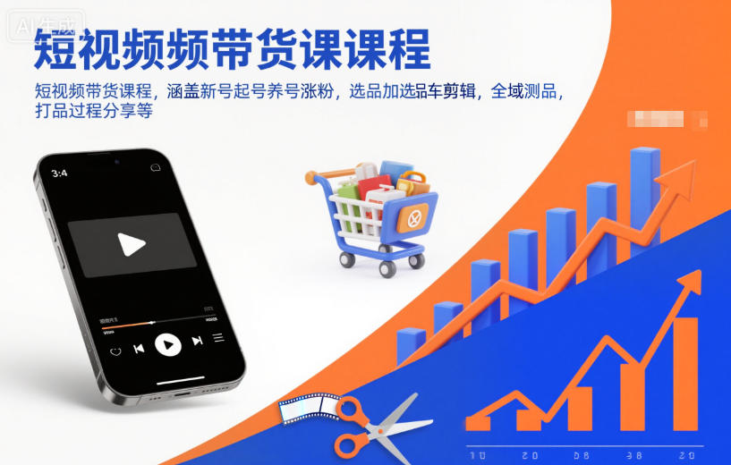 短视频带货课程，涵盖新号起号养号涨粉，选品加选品车剪辑，全域测品，打品过程分享等-米创网