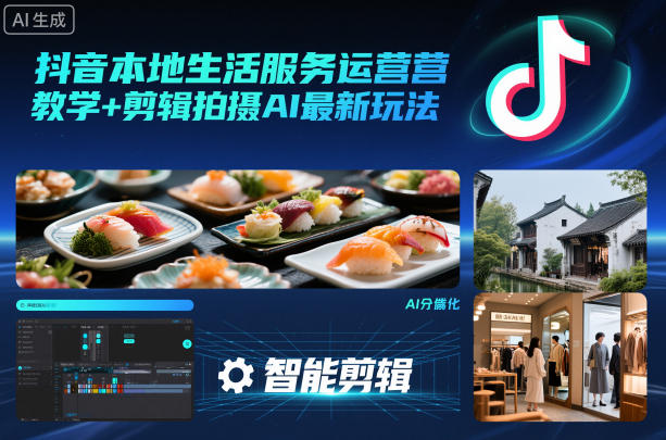 抖音本地生活服务运营教学+剪辑拍摄AI最新玩法-米创网