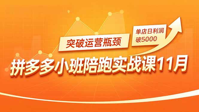 拼多多小班陪跑实战课11月，强付费矩阵、原价活动、暗券引流，突破运营瓶颈，单店日利润破5000-米创网