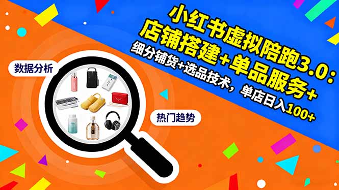 小红书虚拟陪跑3.0：店铺搭建+单品服务+细分铺货+选品技术，单店日入100+-米创网