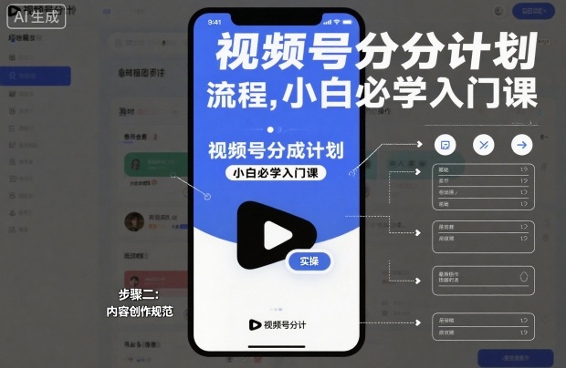 视频号分成计划实操流程，小白必学入门课-米创网