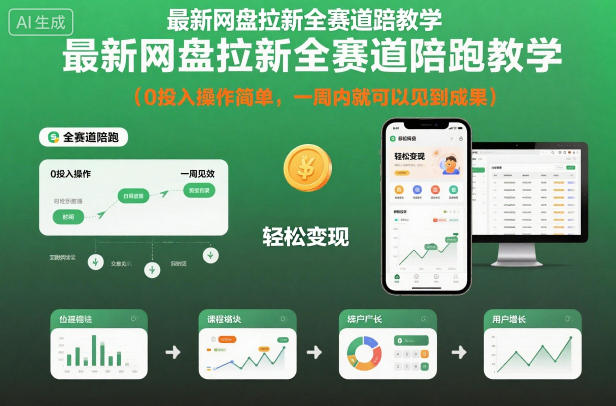 最新网盘拉新全赛道陪跑教学，0投入操作简单，一周内就可以见到成果-米创网