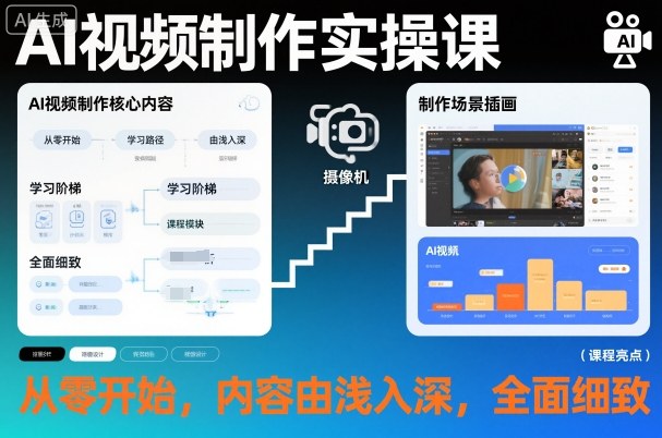 AI视频制作实操课，从零开始，内容由浅入深，全面细致-米创网