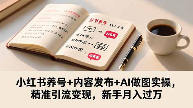小红书养号+内容发布+AI做图实操，精准引流变现，新手月入过万-米创网