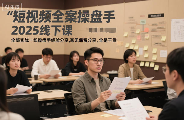 短视频全案操盘手2025线下课，全部实战一线操盘手经验分享，毫无保留分享，全是干货-米创网
