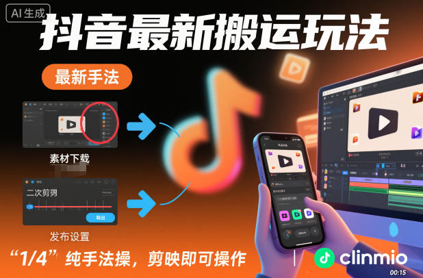 抖音最新搬运玩法，纯手法操作，剪映即可操作-米创网