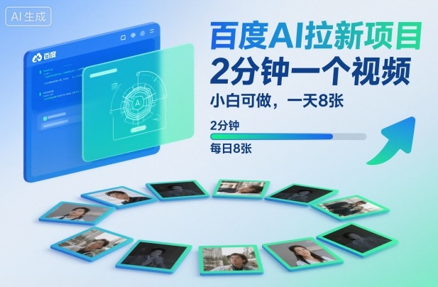 百度AI拉新项目，2分钟一个视频，小白可做，一天8张【附案例+保姆级教程】-米创网